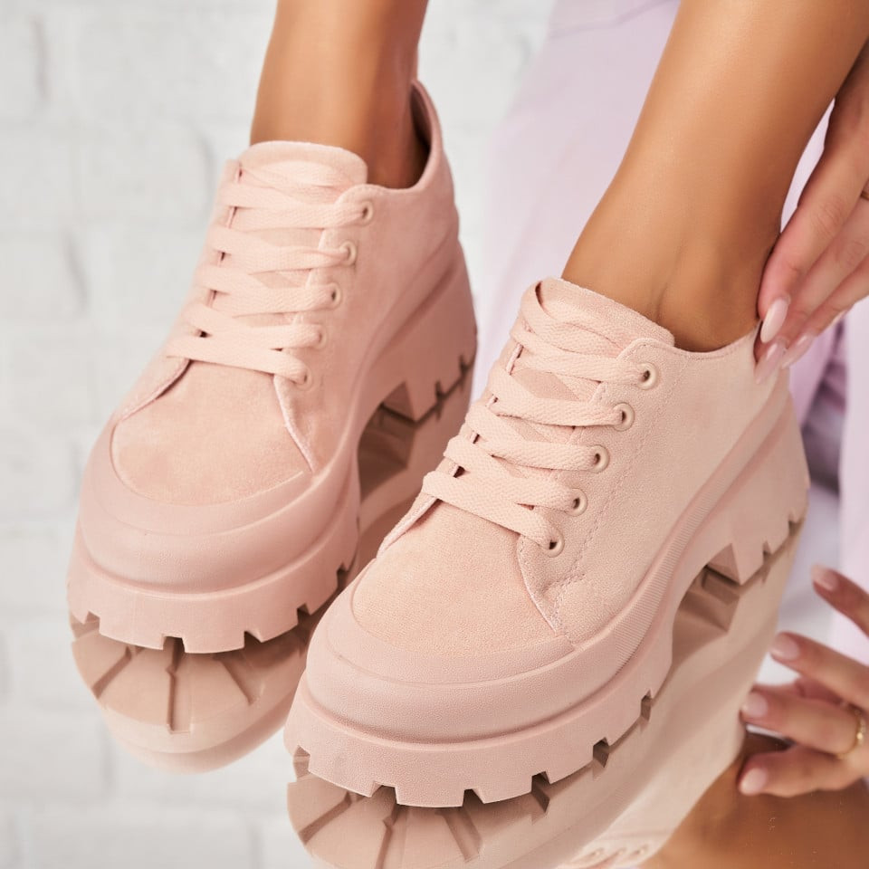 Γυναικεία Casual Παπούτσια Οικολογικό Γυρισμένο Δέρμα Ροζ Hawa A1924