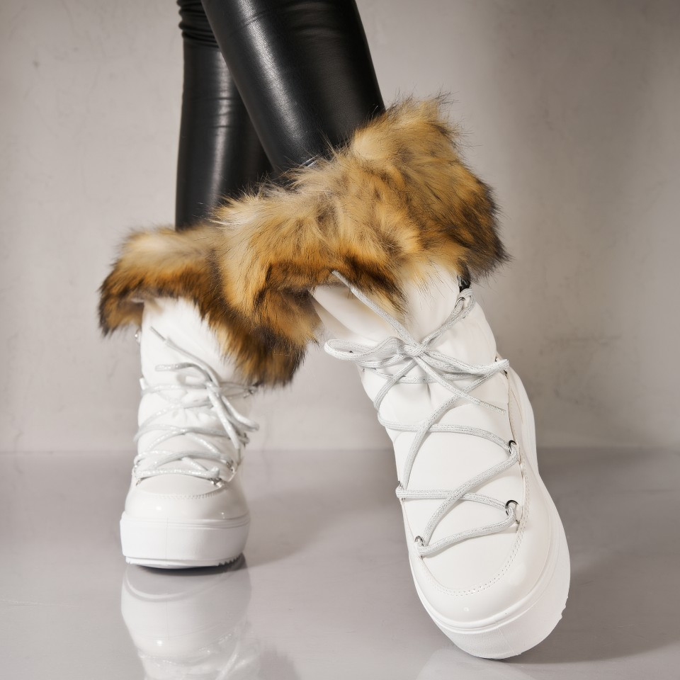 Γυναικείες Μπότες με γούνα Αδιάβροχο Άσπρο Nahed A7596