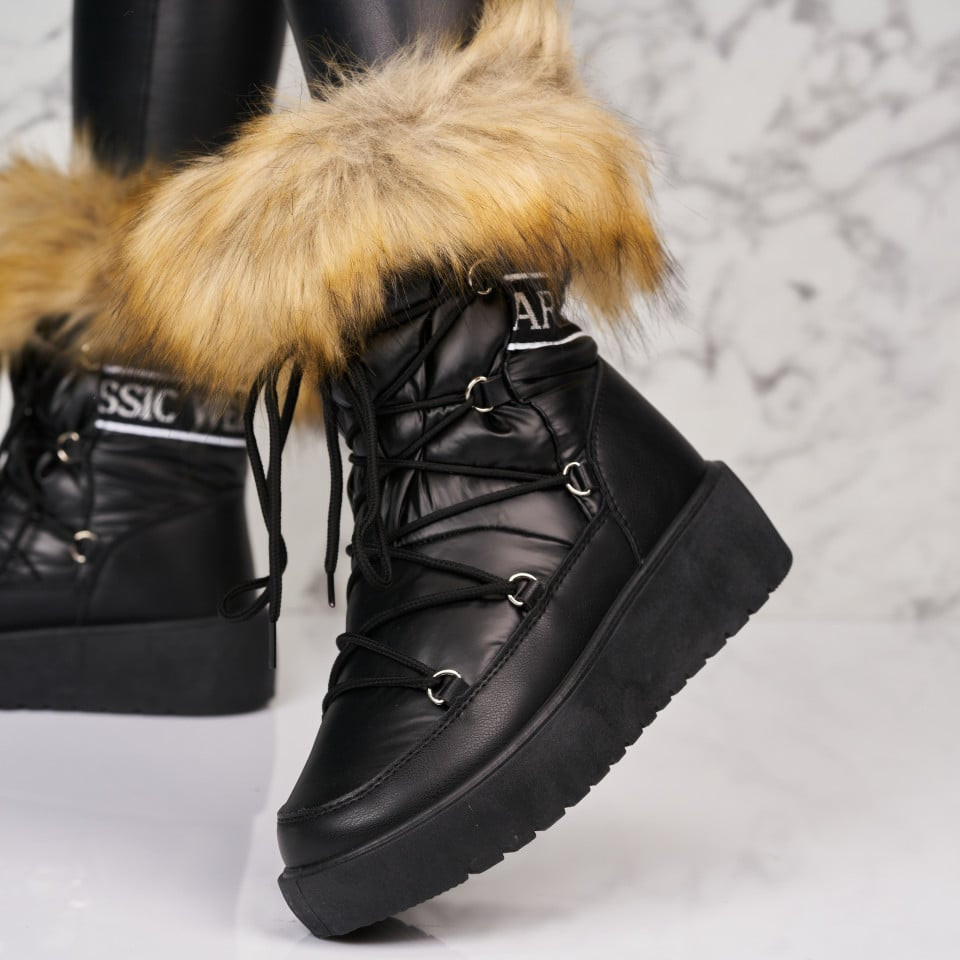 Γυναικείες Μπότες με γούνα Αδιάβροχο Μαύρο Lanika A2745