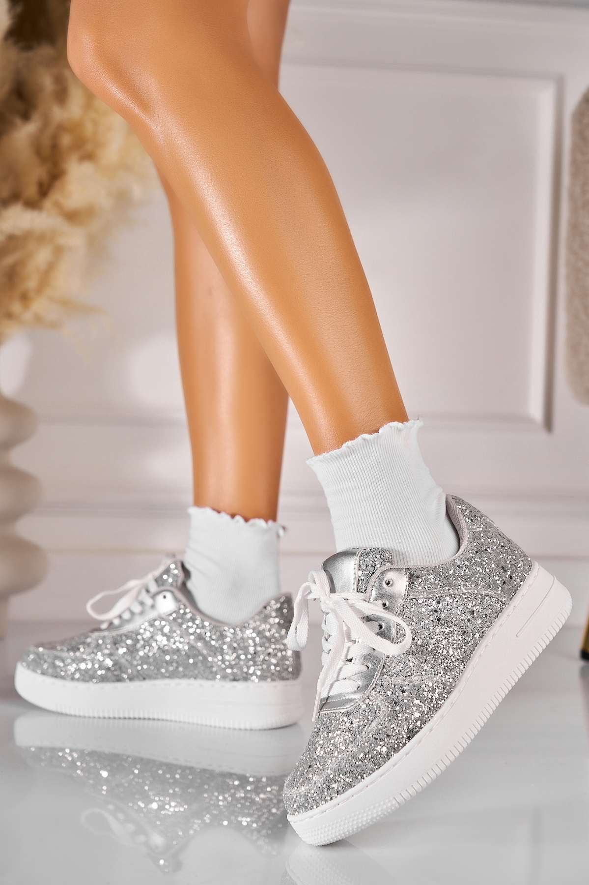 Γυναικεία Αθλητικά Glitter Ασημί Alyza
