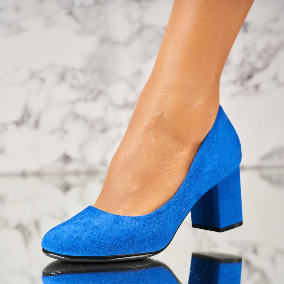 Γυναικεία Παπούτσια με Τακούνι Οικολογικό Γυρισμένο Δέρμα Γαλάζιο Ayda A3928