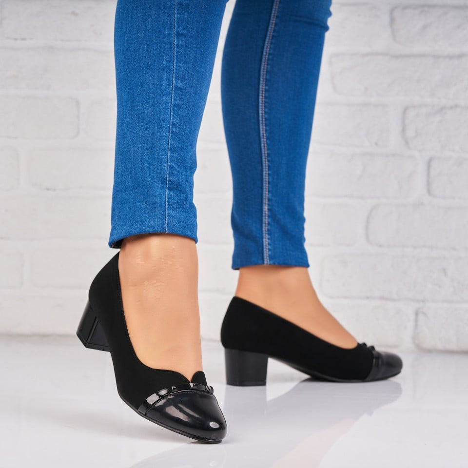 Γυναικεία Παπούτσια με Τακούνι Οικολογικό Γυρισμένο Δέρμα Μαύρο Folay A4355