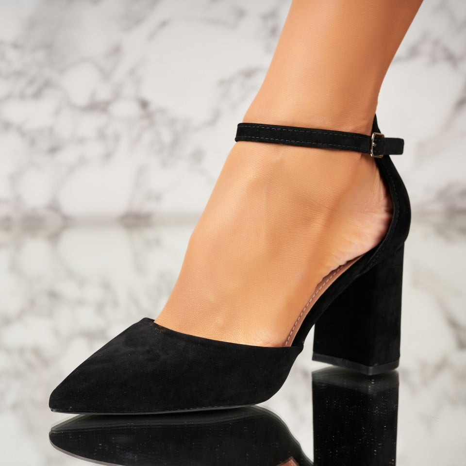 Γυναικεία Παπούτσια με Τακούνι Οικολογικό Γυρισμένο Δέρμα Μαύρο Genevra2 A3594
