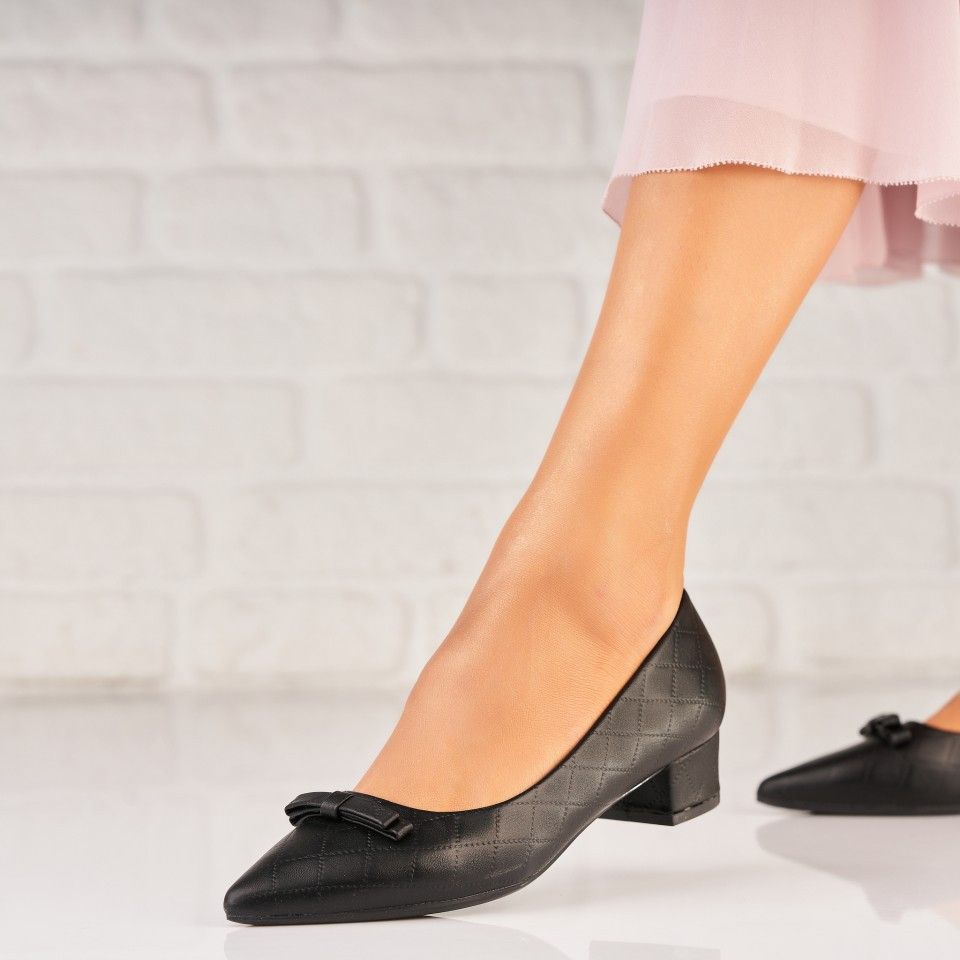 Γυναικεία Παπούτσια με Τακούνι Οικολογικό Δέρμα Μαύρο Hatha A5802