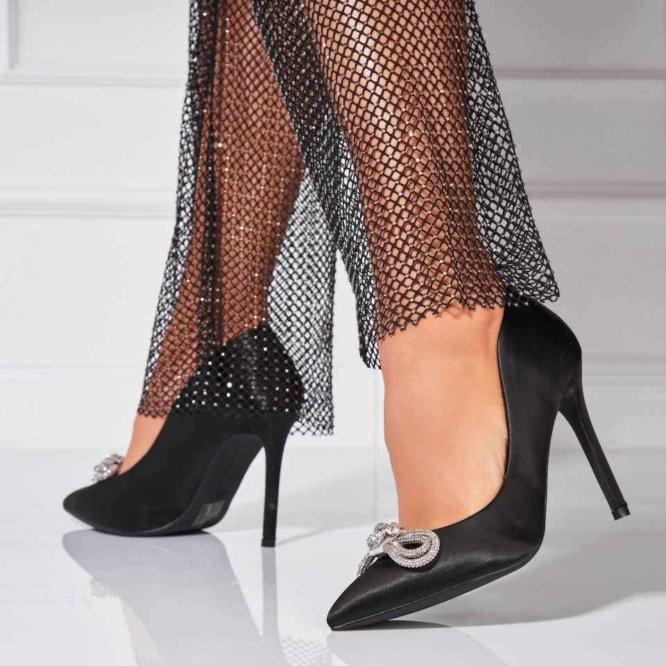 Γυναικεία Τακούνια Stiletto Satin Μαύρο Nicky2