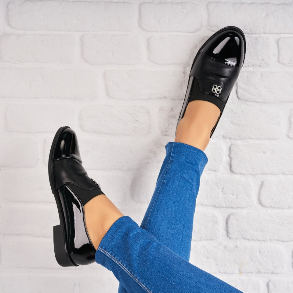 Γυναικεία Casual Παπούτσια Οικολογικό Γυαλισμένο Δέρμα Μαύρο Wasey A4371