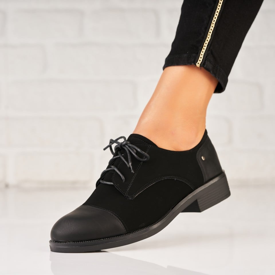 Γυναικεία Casual Παπούτσια Οικολογικό Γυρισμένο Δέρμα Μαύρο Leyza A5786
