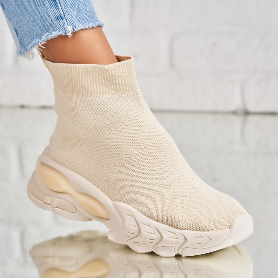 Γυναικεία sneakers Ύφασμα Μπεζ Miral A1873