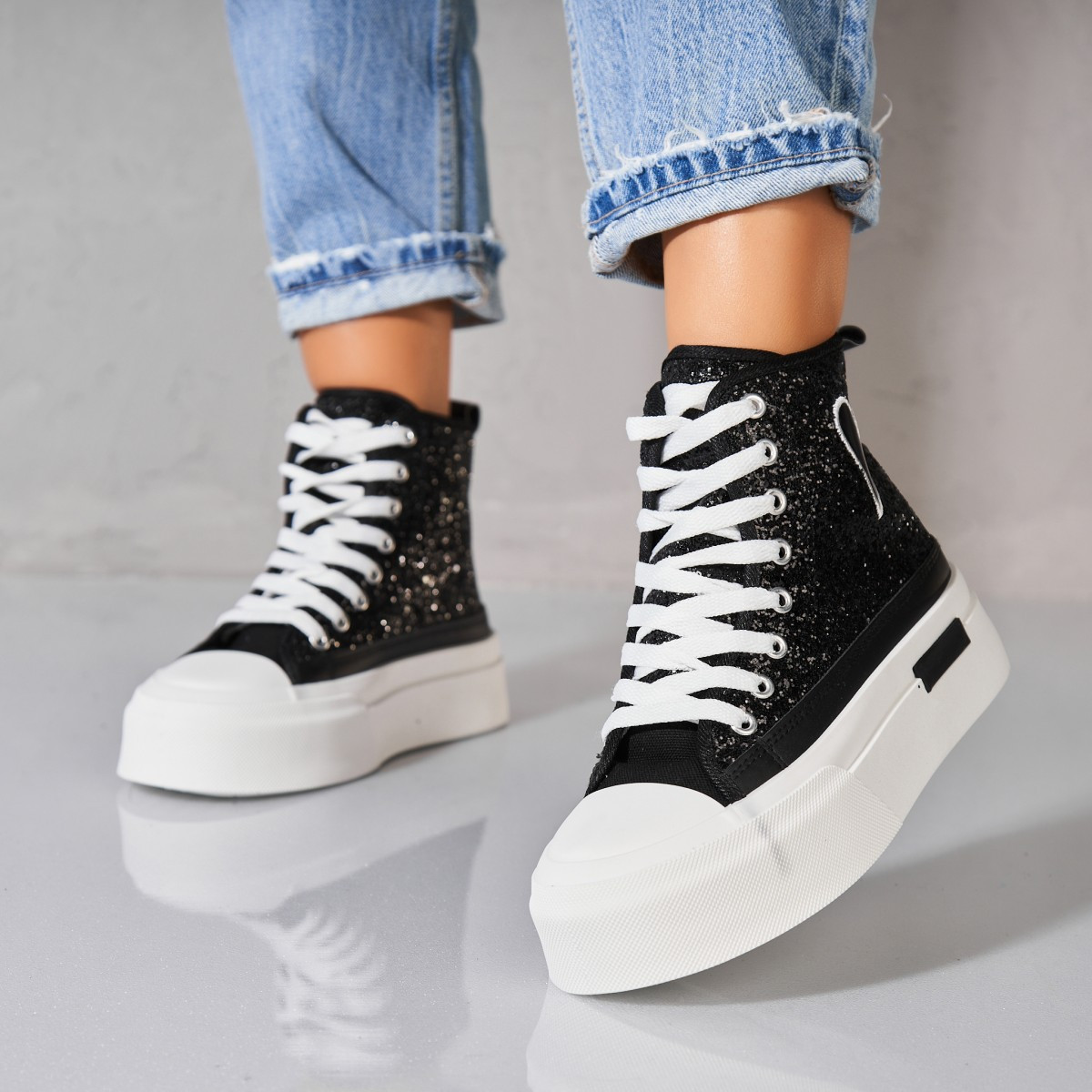Γυναικεία sneakers Glitter Μαύρο Habibi
