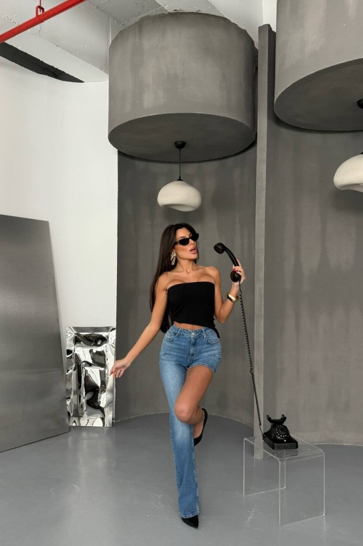 Γυναικείο τζιν Skinny Fit Γαλάζιο Bavika - Img 2