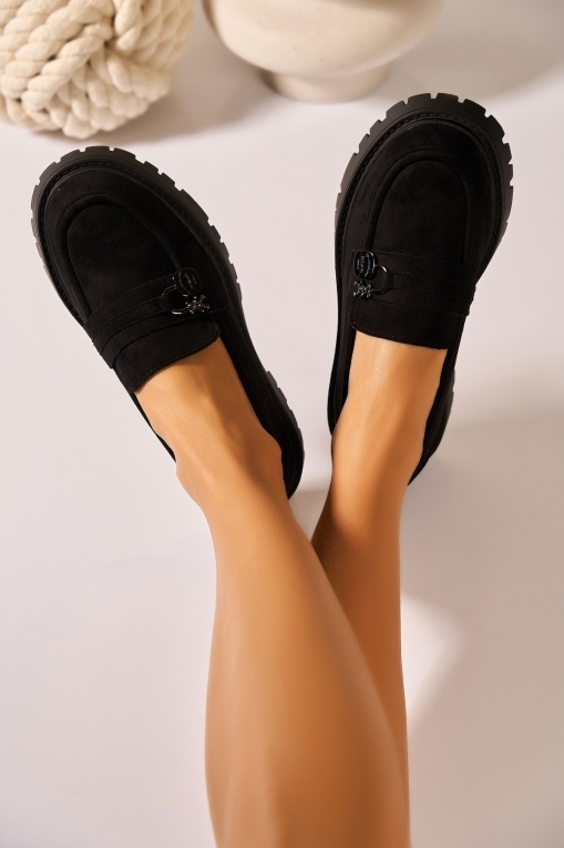 Γυναικεια Loafers Οικολογικό Γυρισμένο Δέρμα Μαύρο Brinley2 - Img 3