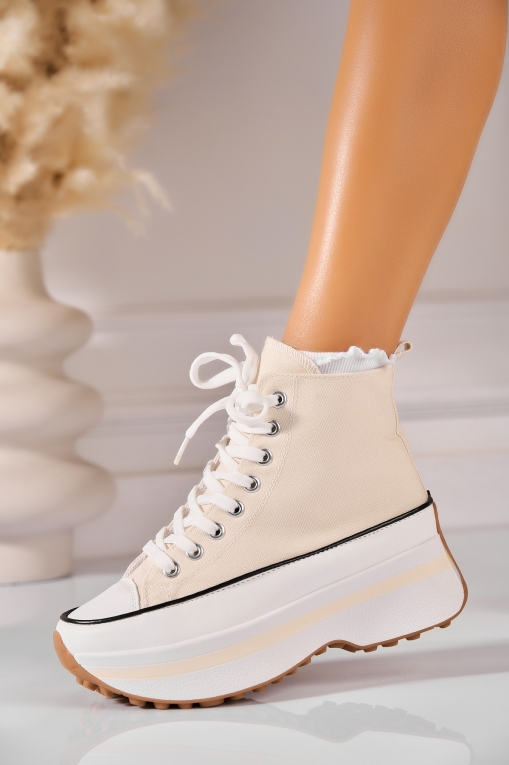 Γυναικεία sneakers Ύφασμα Μπεζ Dekota - Img 2
