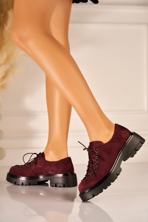 Γυναικεια Loafers Οικολογικό Γυρισμένο Δέρμα Μπορντό Sidhi - Img 3