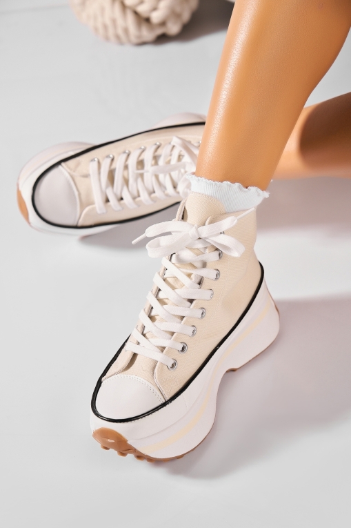 Γυναικεία sneakers Ύφασμα Μπεζ Dekota - Img 3