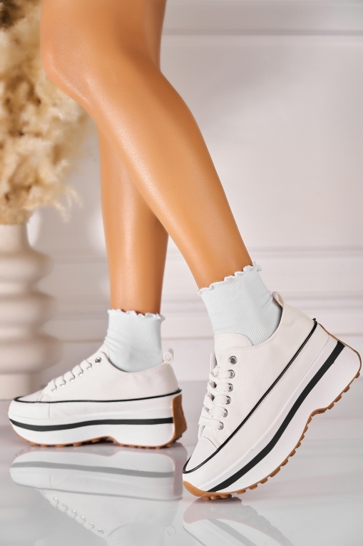 Γυναικεία sneakers Ύφασμα Άσπρο Joline - Img 2