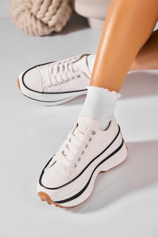 Γυναικεία sneakers Ύφασμα Άσπρο Joline - Img 3