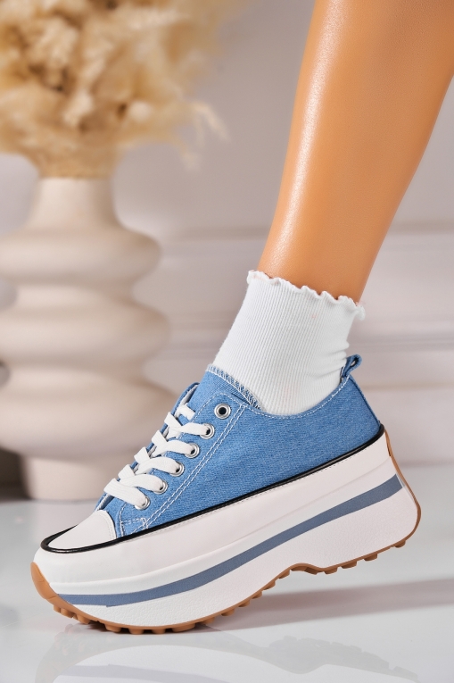 Γυναικεία sneakers Ύφασμα Γαλάζιο Joline - Img 2