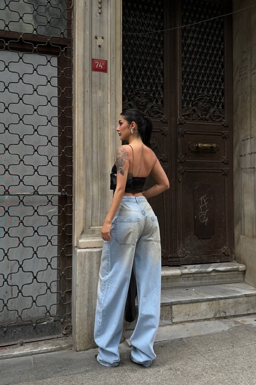 Γυναικείο τζιν Oversize Γαλάζιο Renata - Img 3