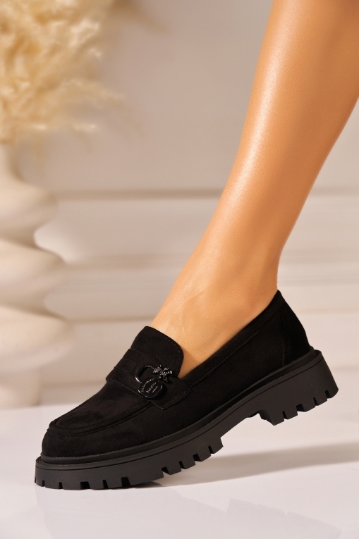 Γυναικεια Loafers Οικολογικό Γυρισμένο Δέρμα Μαύρο Brinley2 - Img 2