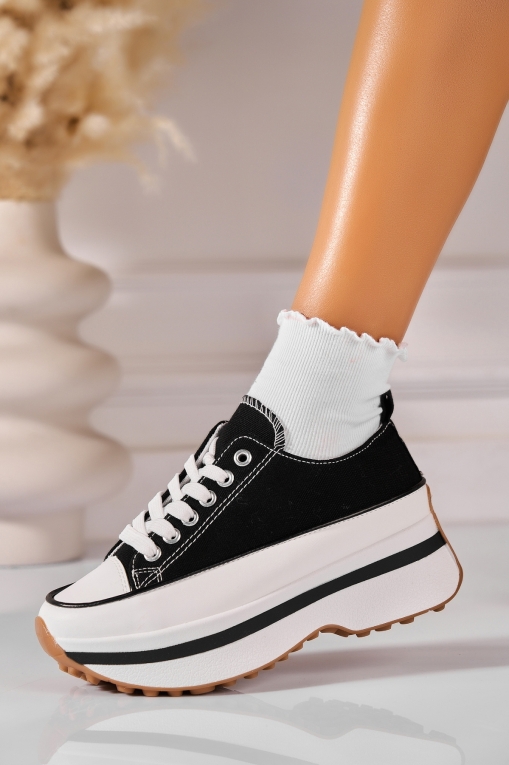 Γυναικεία sneakers Ύφασμα Μαύρο Joline - Img 2