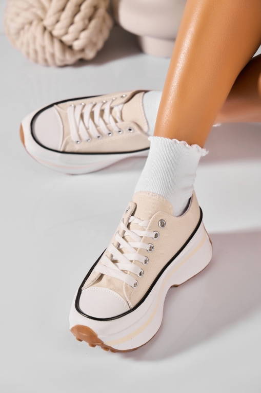 Γυναικεία sneakers Ύφασμα Μπεζ Joline - Img 3