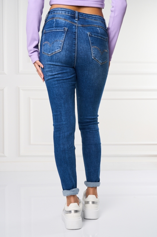 Γυναικείο τζιν Skinny Fit Μπλε Kamaia - Img 3