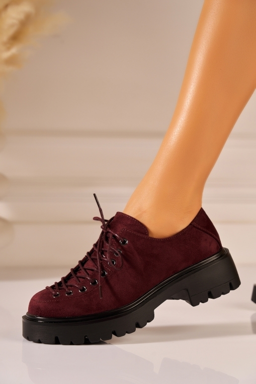 Γυναικεια Loafers Οικολογικό Γυρισμένο Δέρμα Μπορντό Sidhi - Img 2