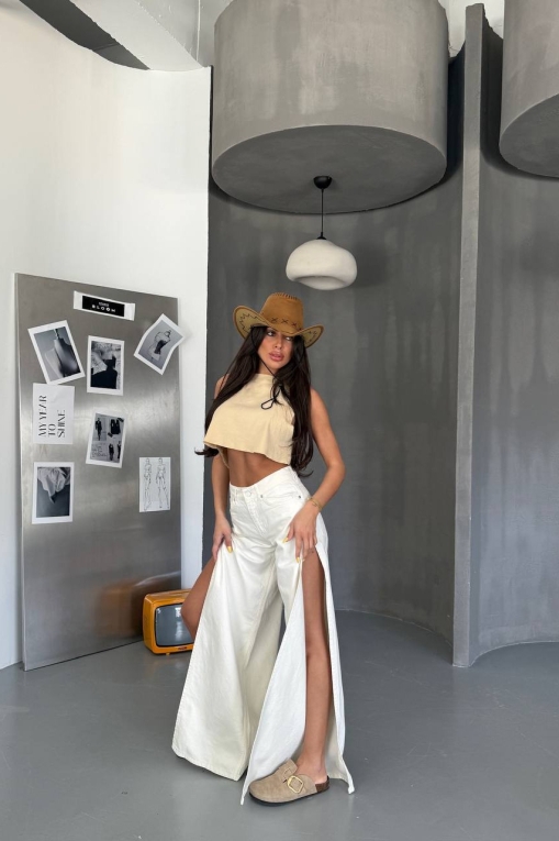 Γυναικείο τζιν Oversize Crem Tzofy - Img 2