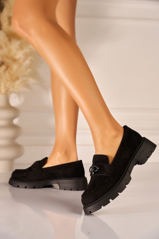 Γυναικεια Loafers Οικολογικό Γυρισμένο Δέρμα Μαύρο Alany - Img 3