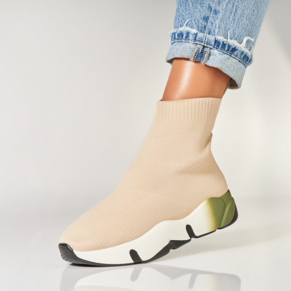 Γυναικεία sneakers Ύφασμα Μπεζ Kaya - Img 2