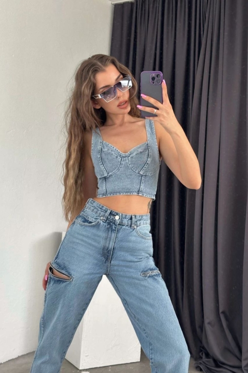 Mom Fit Τζιν Γαλάζιο Alianna - Img 5