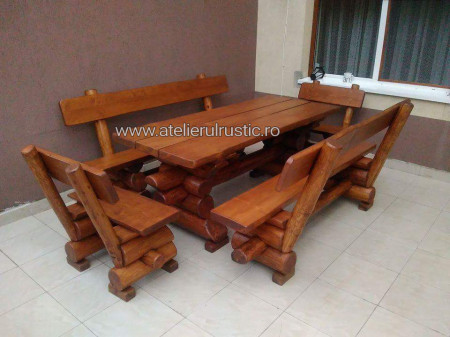 Set terasă  masa  2 bancute  2 scaune si masa - Img 2