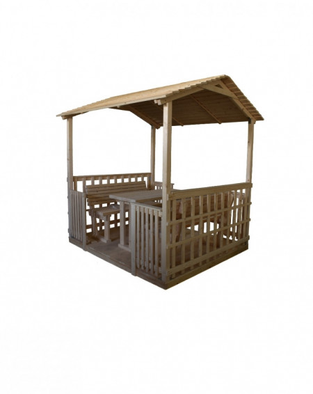 Pavilion, foisor gradina cu masa si banci, lemn, 250x200x260 cm - Img 2