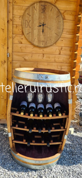 Bar din butoi cu 3 rafturi si suport pahare - Img 2