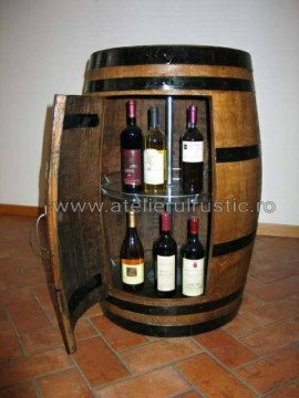 Bar din butoi cu raft pentru sticle si pahare - Img 2