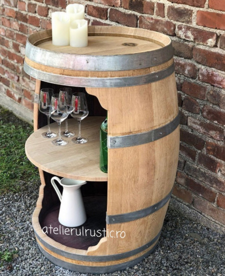 Bar din butoi deschidere mare, cu raft