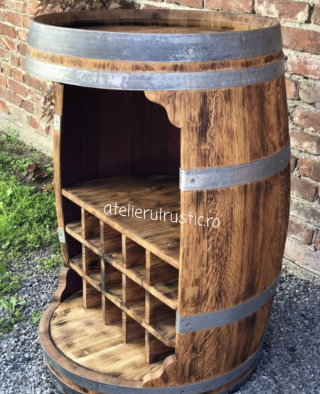 Minibar butoi cu suport pentru sticle si raft - Img 5