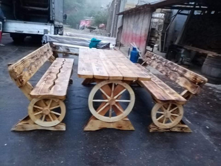 Set masă cu bancute stil roata car R1 - Img 4