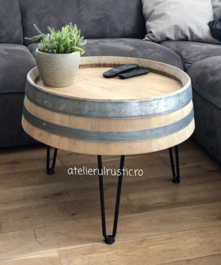 Trepied măsuță de cafea butoi de vin - Img 2