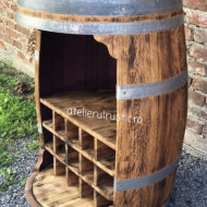 Minibar butoi cu suport pentru sticle si raft