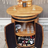 Minibar butoi cu blat masa din lemn masiv