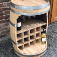 Minibar butoi cu suport pentru sticle si raft