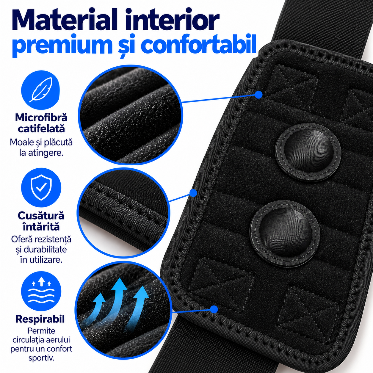 Material moale și respirabil și cusături întărite ale centurii Zenifique
