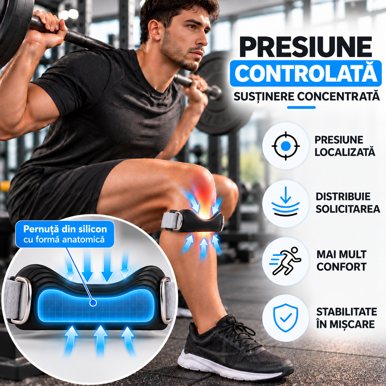 Pernuță din silicon cu formă anatomică pentru presiune controlată