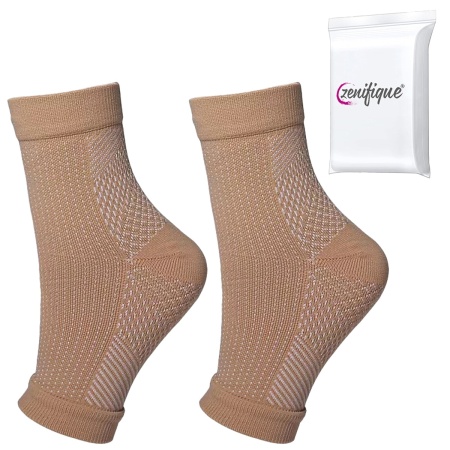 Set 2 Sosete compresive zenifique, Ciorapi compresie, 8-15 mmHg, Imbunatatirea circulatiei si Reducerea durerii de picioare, Prevenirea varicelor, Bej