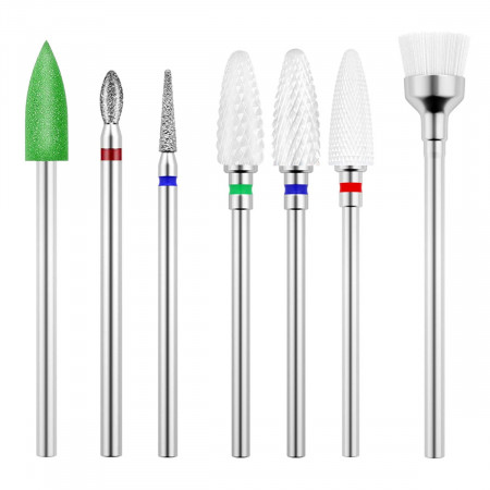 Set 7 capete de freza unghii zenifique®, forme diverse, multicolor