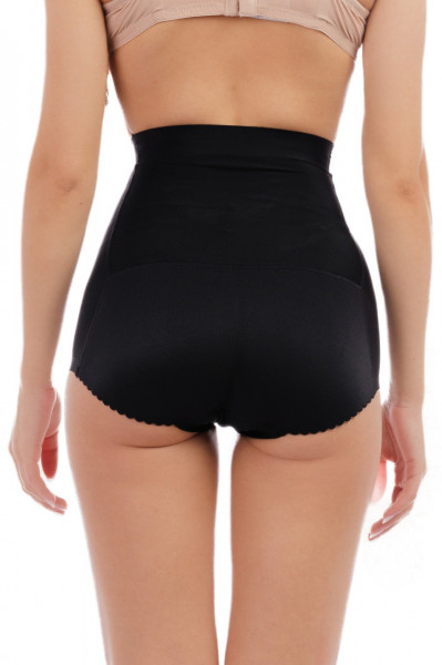 Burtiera modelatoare cu talie inalta, chilot cu push up, material respirabil, negru