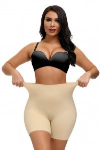 Lenjerie modelatoare cu burtiera, fara cusaturi, compresie mare, zenifique, bej