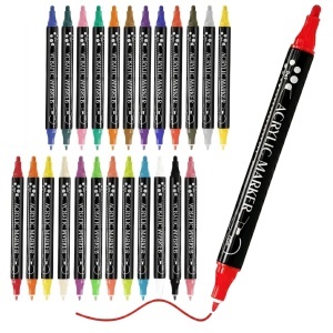 Set 24 Markere Acrilice Twinkle Twins cu Vârf Dublu 1mm și 1-5mm, Rezistente la Apă și UV, Cerneală pe Bază de Apă, pentru Decorat și Personalizat Obiecte