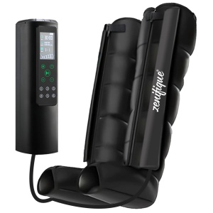 Aparat masaj picioare Zenifique®, presoterapie picioare, compresie aer reglabila 60-270 mmHg, 12 camere, incalzire 10 trepte, set complet 2 picioare, priza si acumulator, drenaj limfatic, masaj terapeutic, dureri picioare, negru